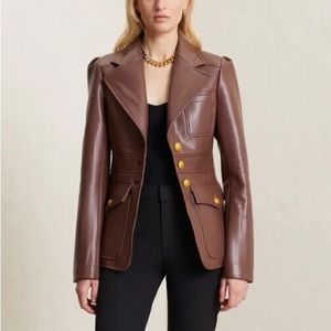 A.L.C. Amelia Vegan Leather Blazer with gold buttons 6